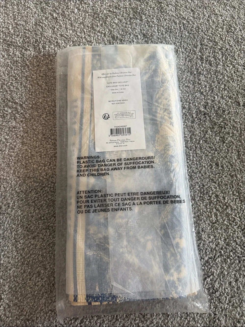 Dior Blue and Cream Christian Dior Toile Tote - Picture 3 of 3